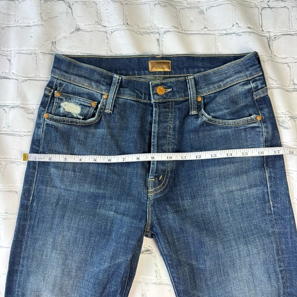 MOTHER Denim Scrapper Cuff Ankle Fray Unstitched blue Jeans size 25 - Picture 9 of 16